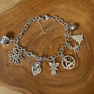 James Avery Christmas Charm Bracelet, Size M, Sterling Silver